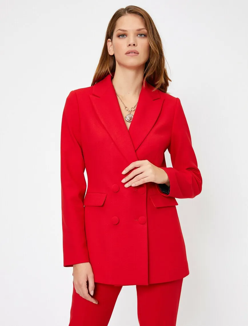 14929 Red Double-breasted Jacket