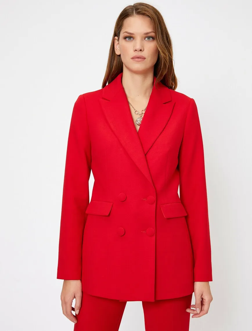 14929 Red Double-breasted Jacket