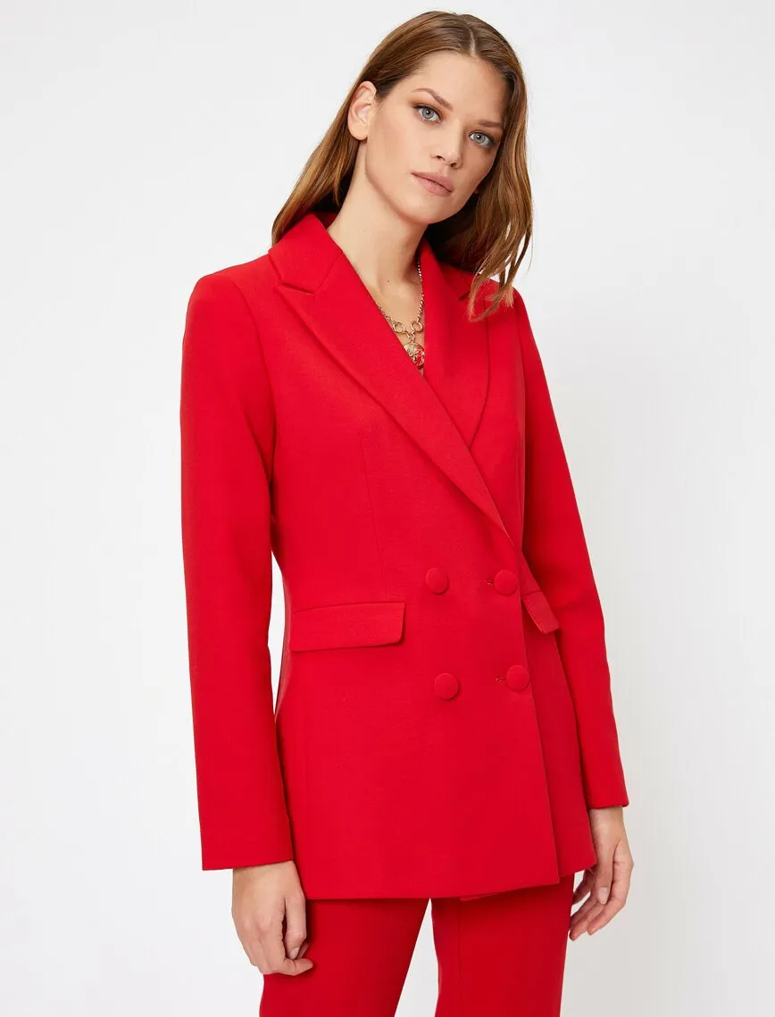 14929 Red Double-breasted Jacket