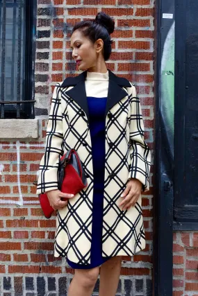 1960's Lilli Ann Charcoal and Ivory Plaid Coat -SOLD