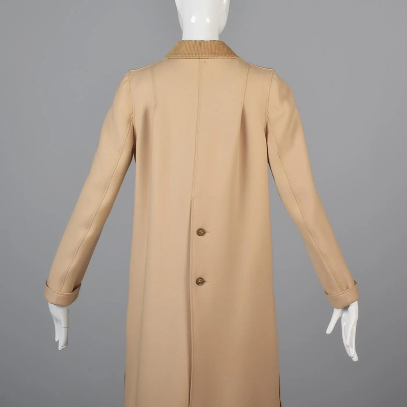 1970s Courreges Camel Coat and Skirt Set with Button Details