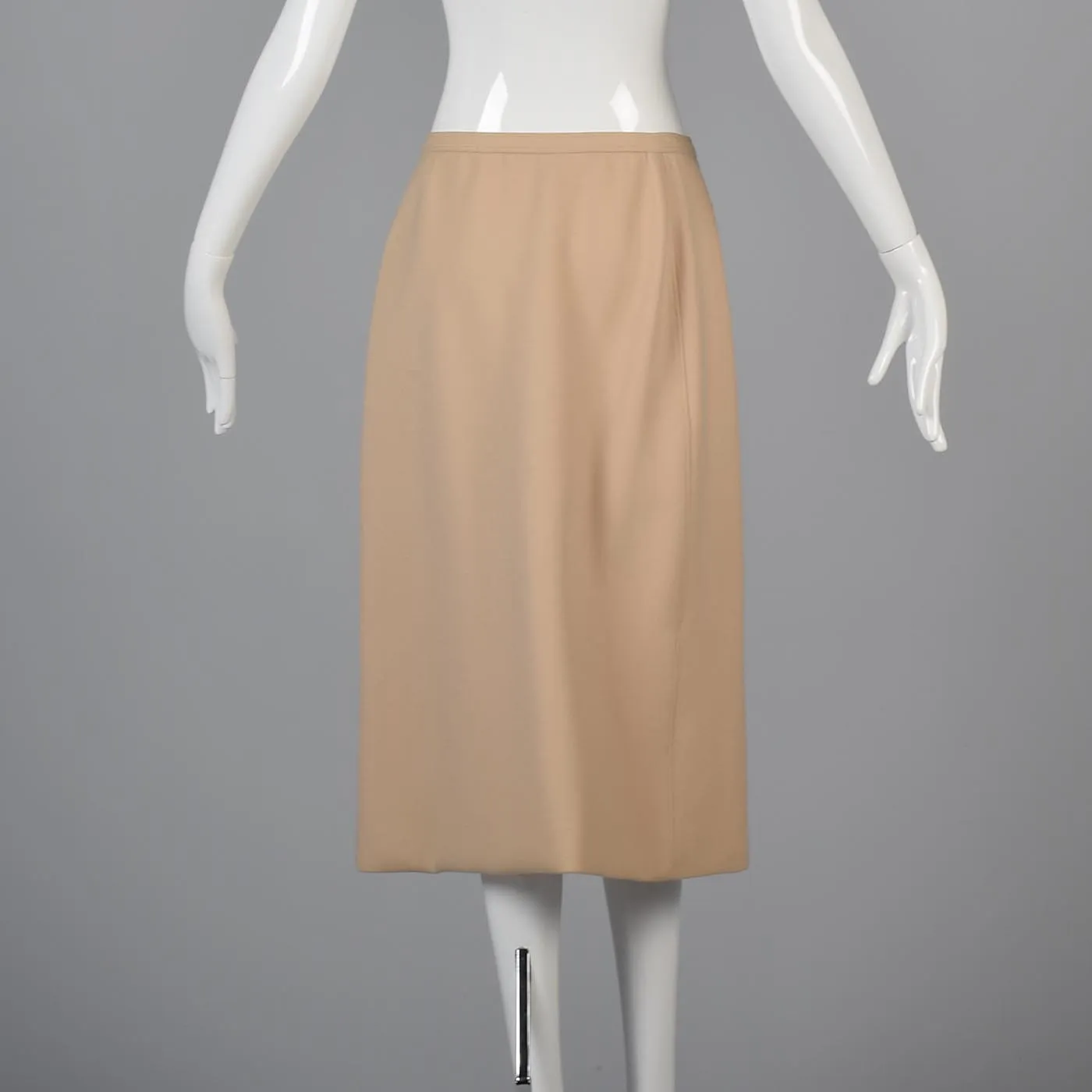 1970s Courreges Camel Coat and Skirt Set with Button Details