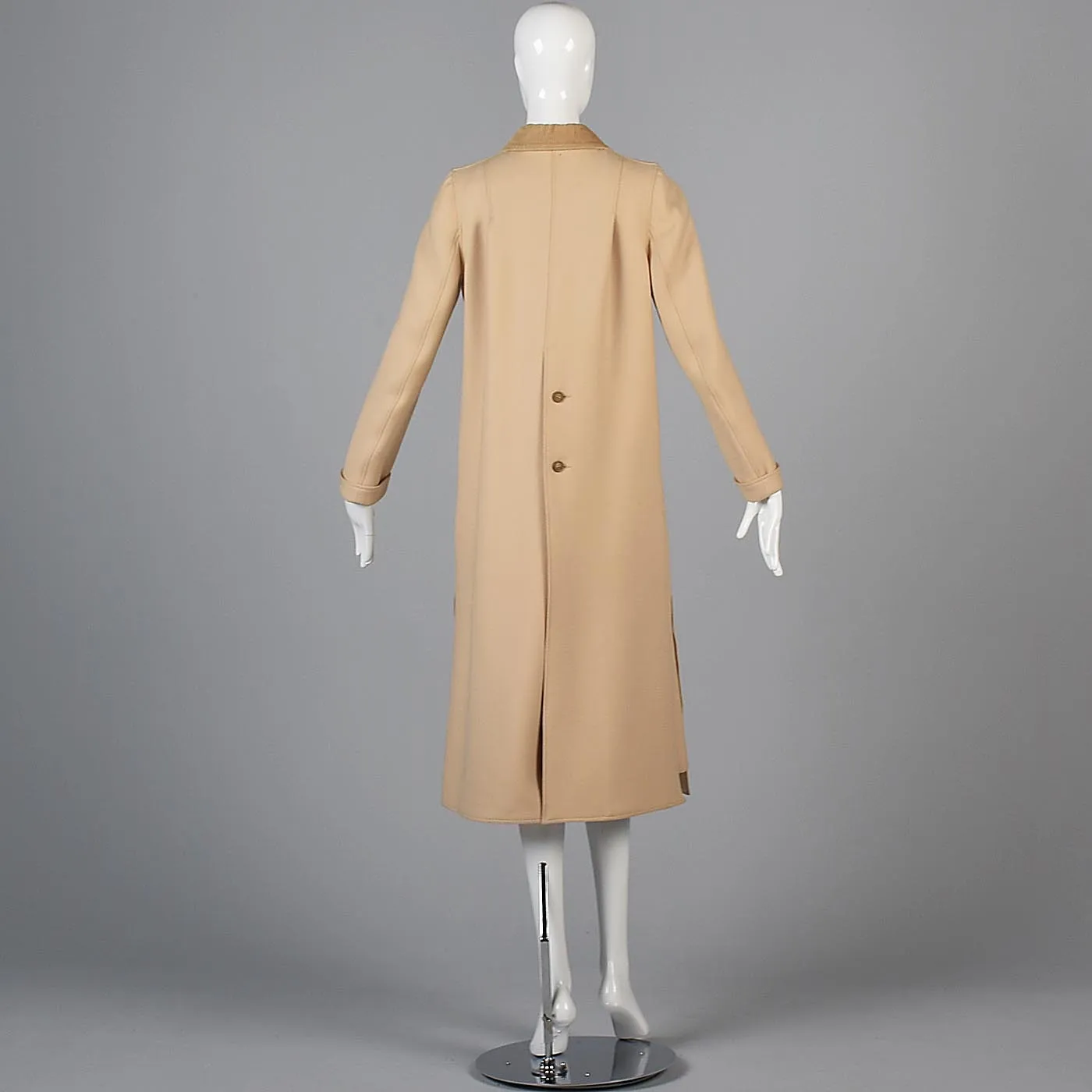 1970s Courreges Camel Coat and Skirt Set with Button Details