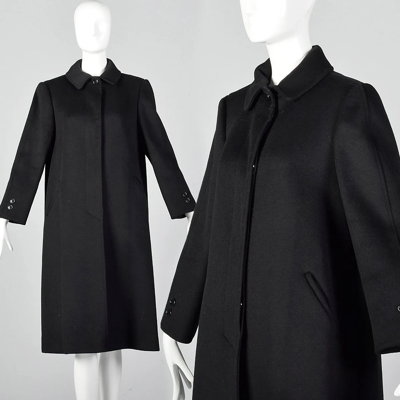 1980s Black Wool Winter Coat