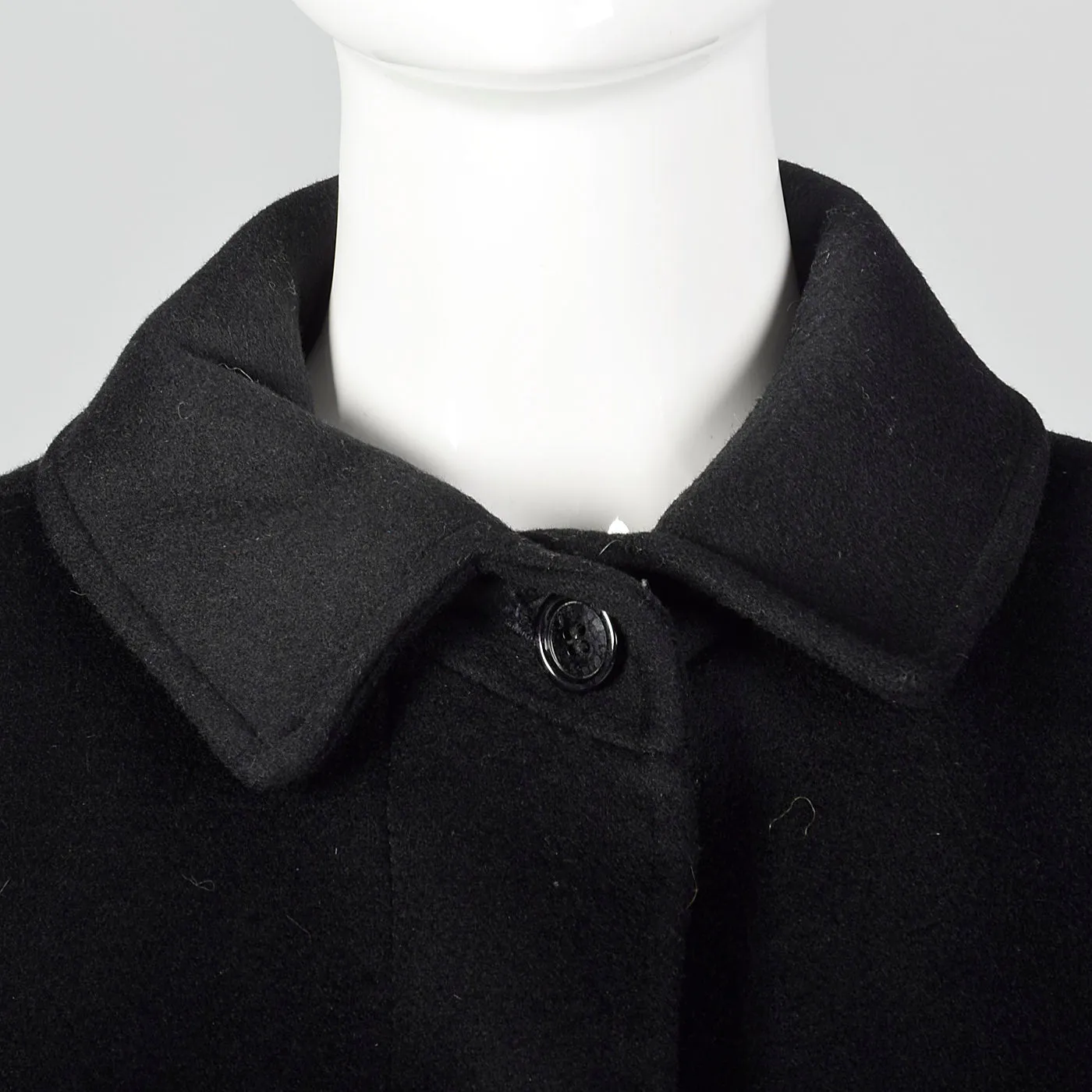 1980s Black Wool Winter Coat