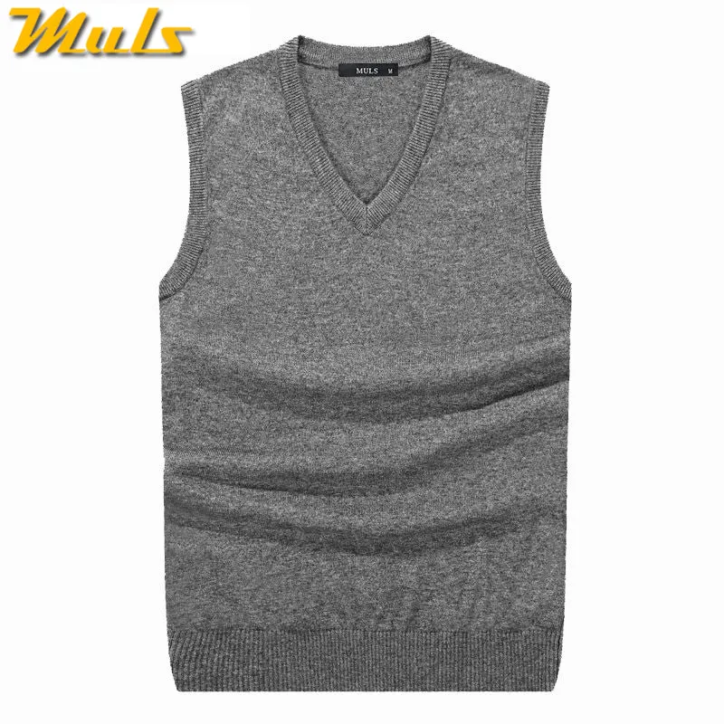 4Colors Men Sleeveless Sweater Vest Autumn Spring 100% Cotton Knitted Vest Sweater Basic Male Classi