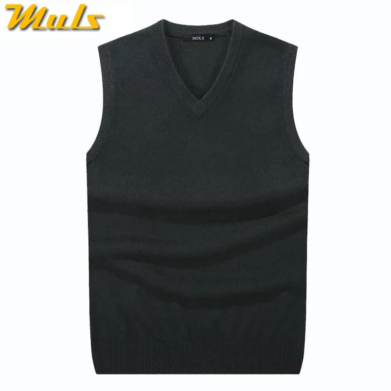 4Colors Men Sleeveless Sweater Vest Autumn Spring 100% Cotton Knitted Vest Sweater Basic Male Classi