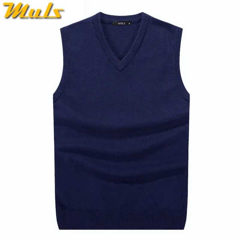 4Colors Men Sleeveless Sweater Vest Autumn Spring 100% Cotton Knitted Vest Sweater Basic Male Classi