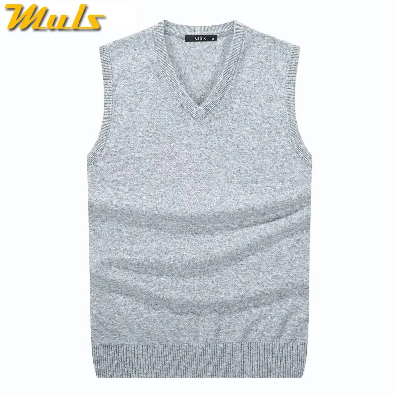 4Colors Men Sleeveless Sweater Vest Autumn Spring 100% Cotton Knitted Vest Sweater Basic Male Classi