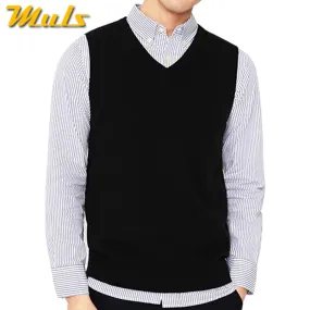4Colors Men Sleeveless Sweater Vest Autumn Spring 100% Cotton Knitted Vest Sweater Basic Male Classi