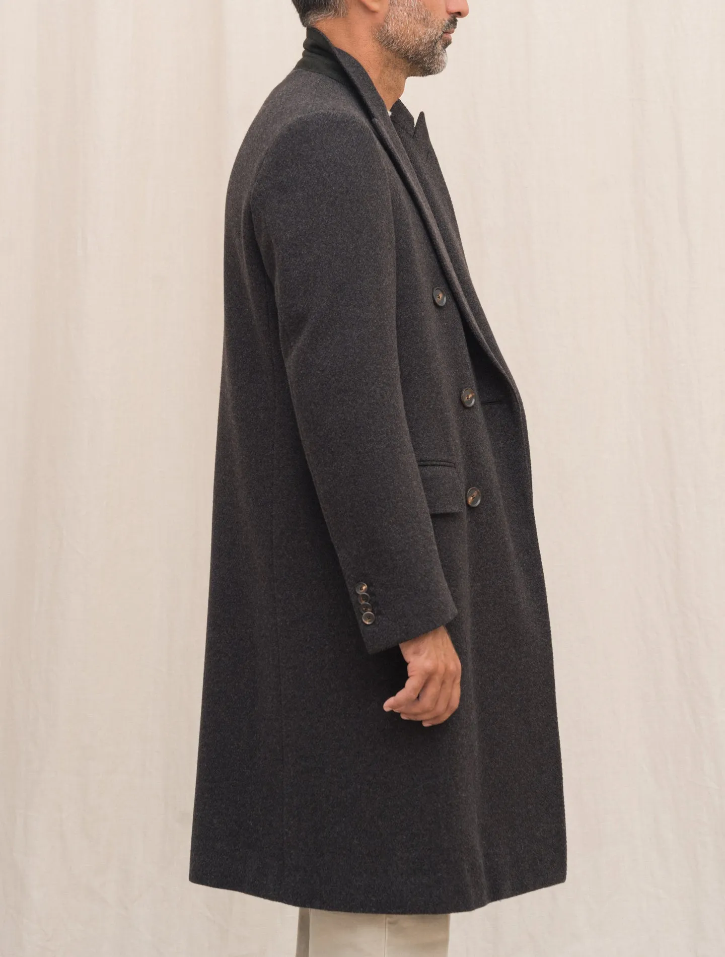 Aida Double Breasted Wool Cashmere Coat Dark Brown