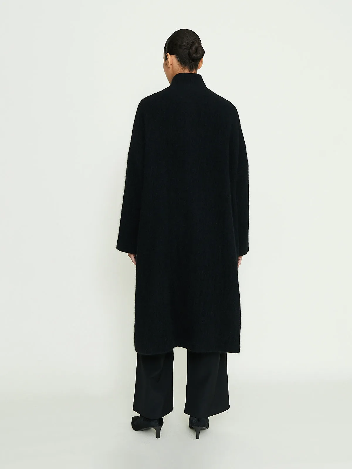 Angora Wool Coat in Black