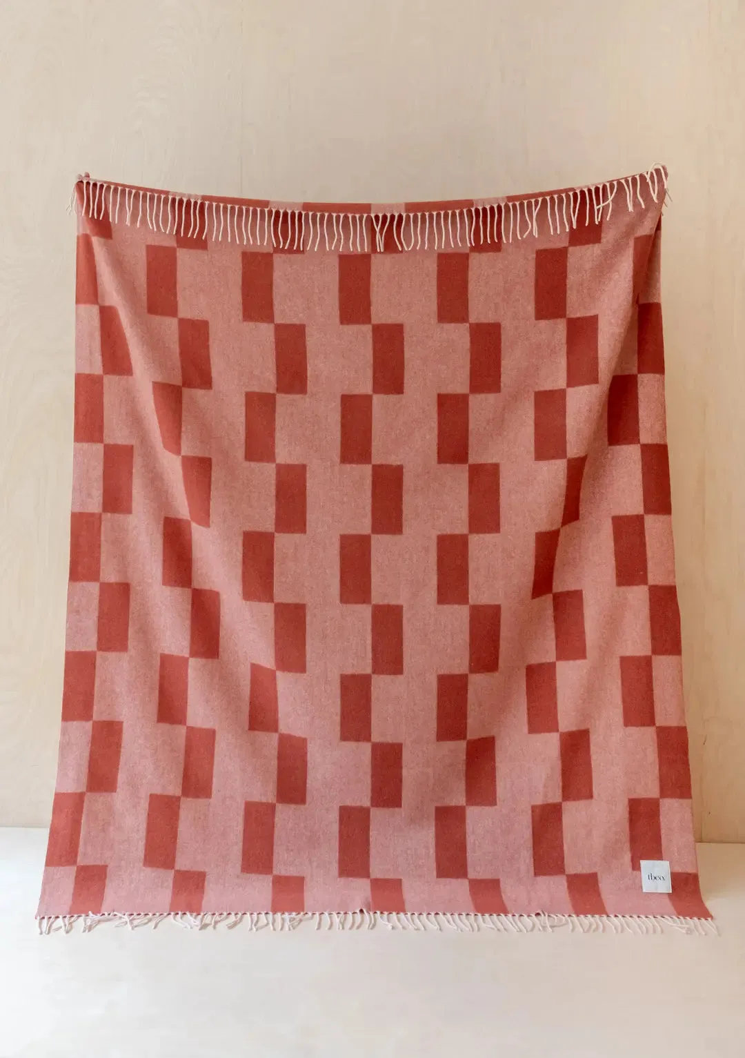 Apricot Lambswool Blanket Checker