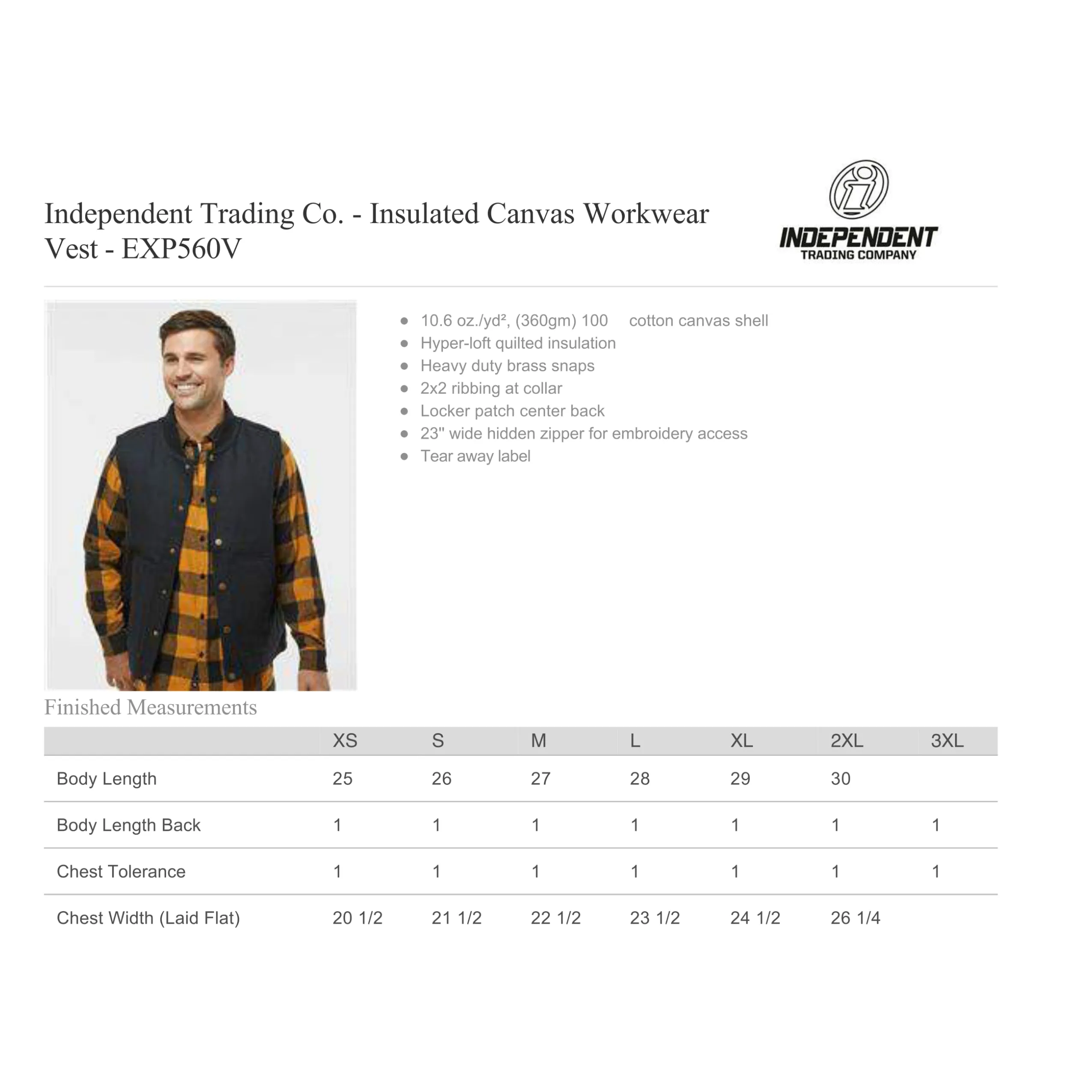Author & Punisher "Classic Logo" Embroidered Insulated Canvas Vest