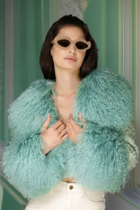 AW Coat - Mint Green Cropped Mongolian Wool