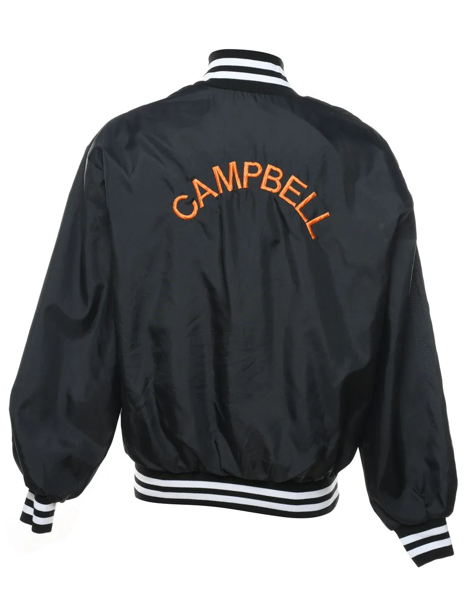 Black & Orange Campbell Design Basketball Bomber Jacket - XL