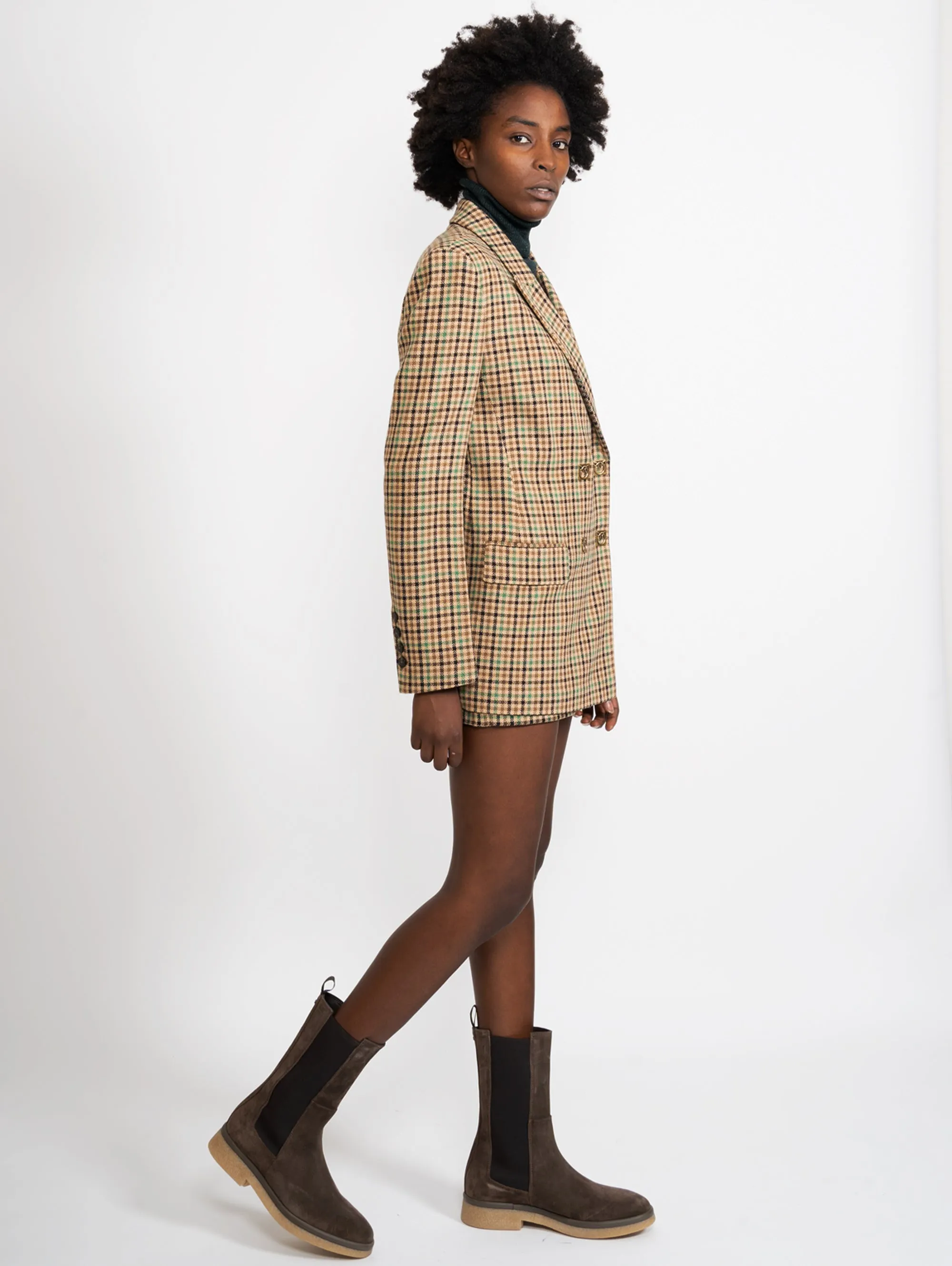 Blazer Pied de Poule Cammello/Verde