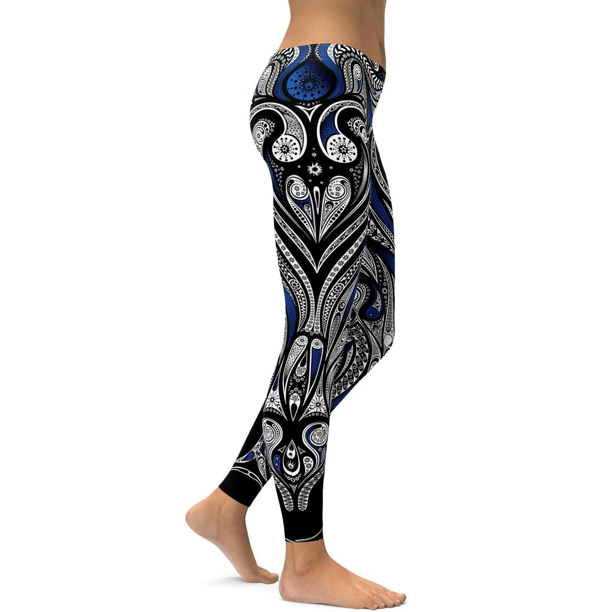 Blue Ornament Pattern Leggings