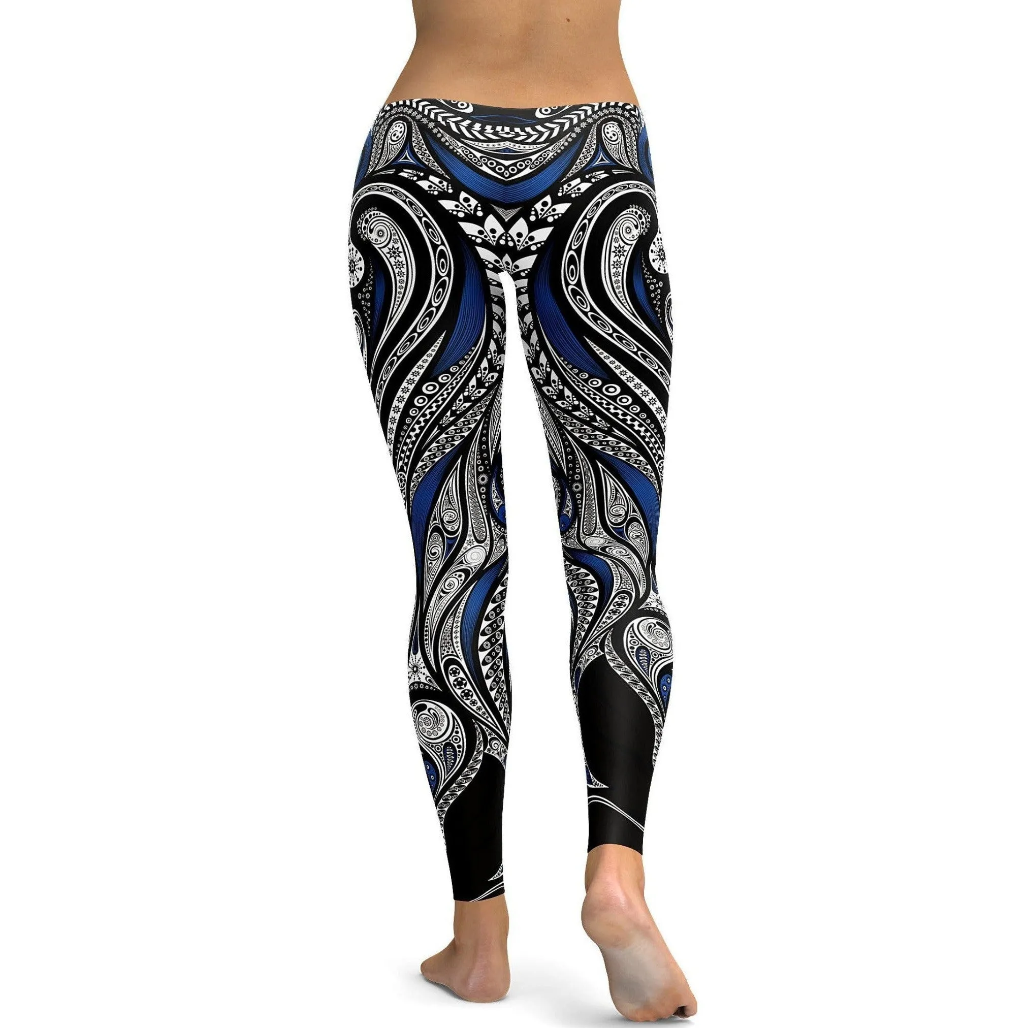 Blue Ornament Pattern Leggings