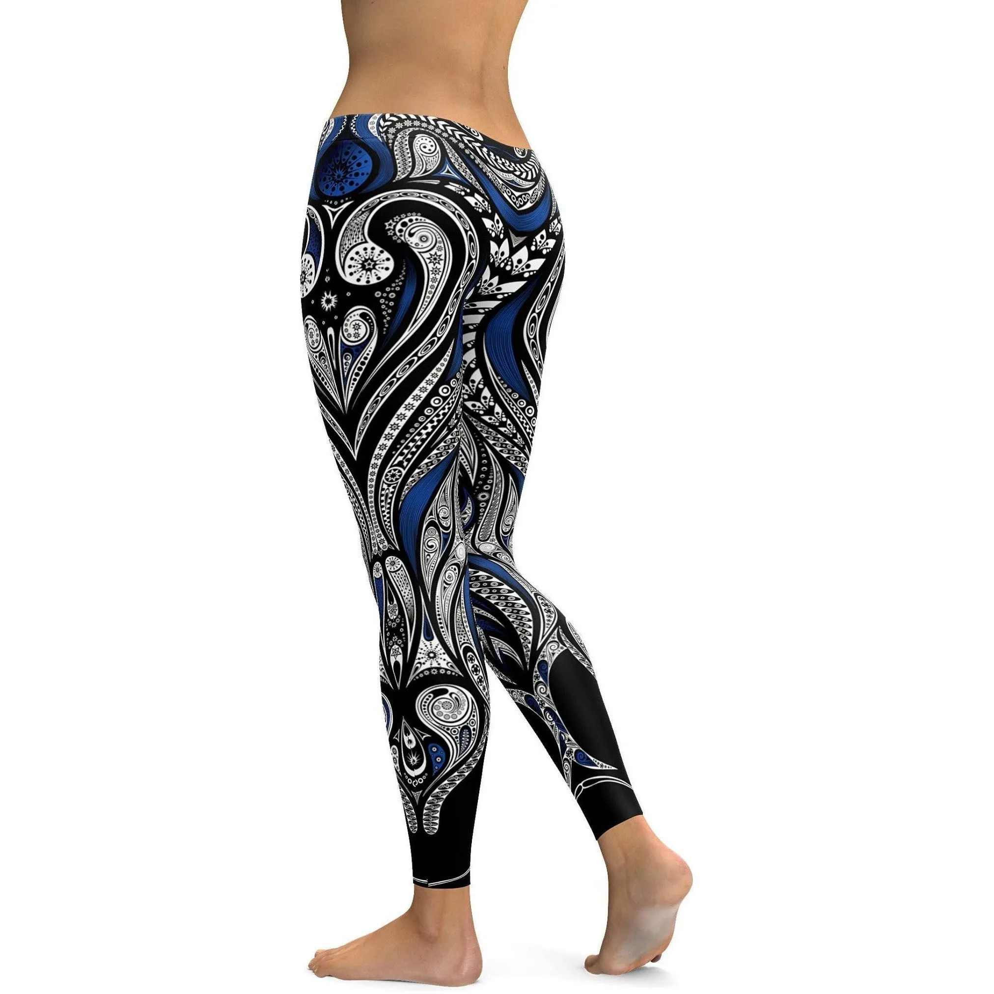 Blue Ornament Pattern Leggings