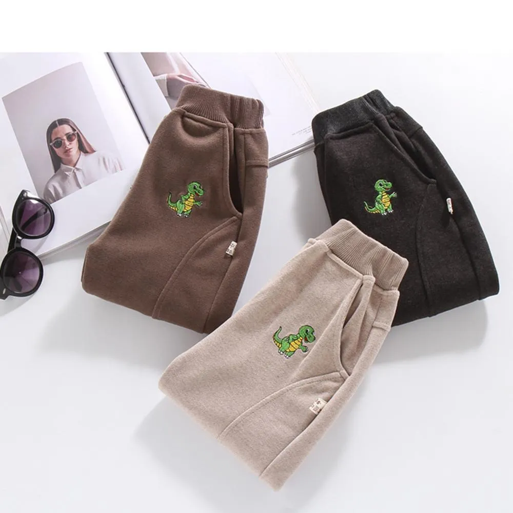 Boys Dinosaur Solid Pocket Pants