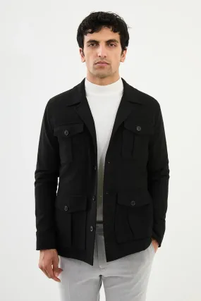 Brabion Eden Safari Plain Black Slim Fit Coat