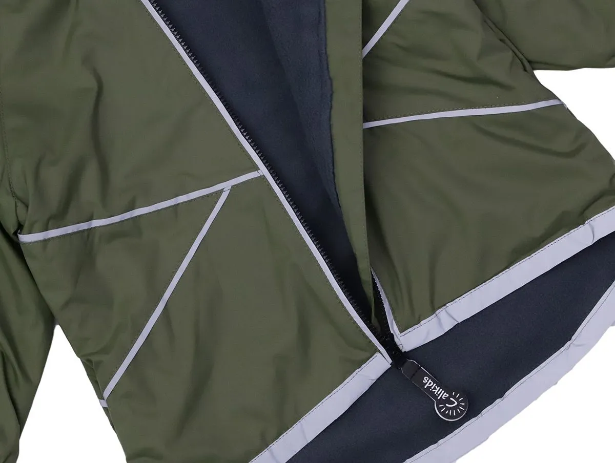 Calikids Fleece-lined Rain Jacket Olive