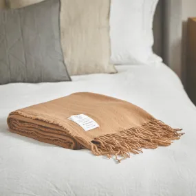 Camel Pure Merino Wool Throw