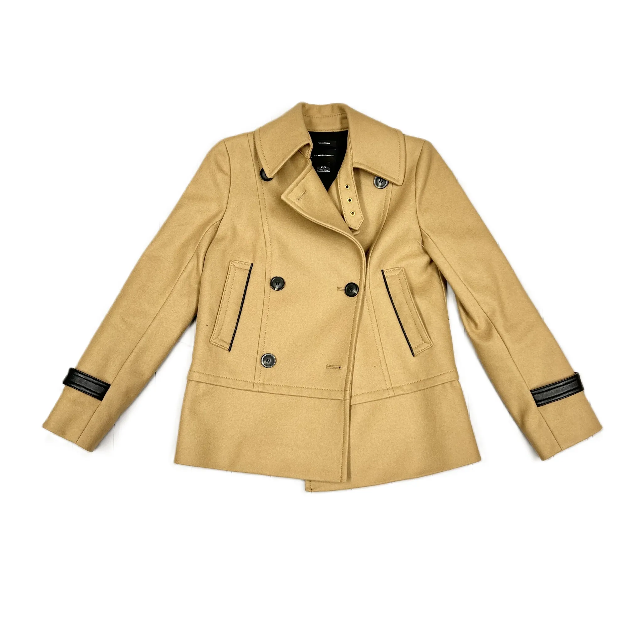 Coat Wool By Club Monaco In Tan, Size: Xs