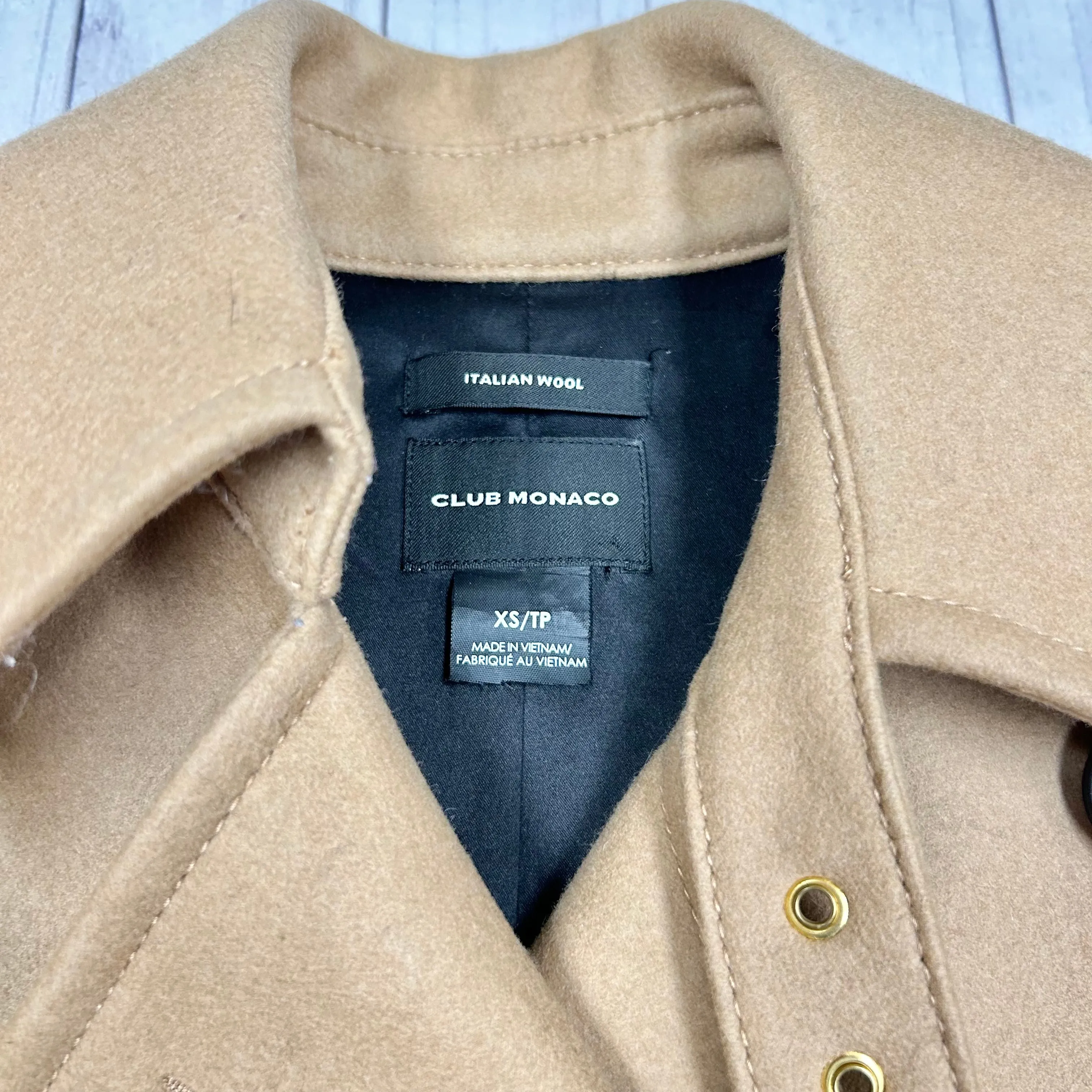 Coat Wool By Club Monaco In Tan, Size: Xs