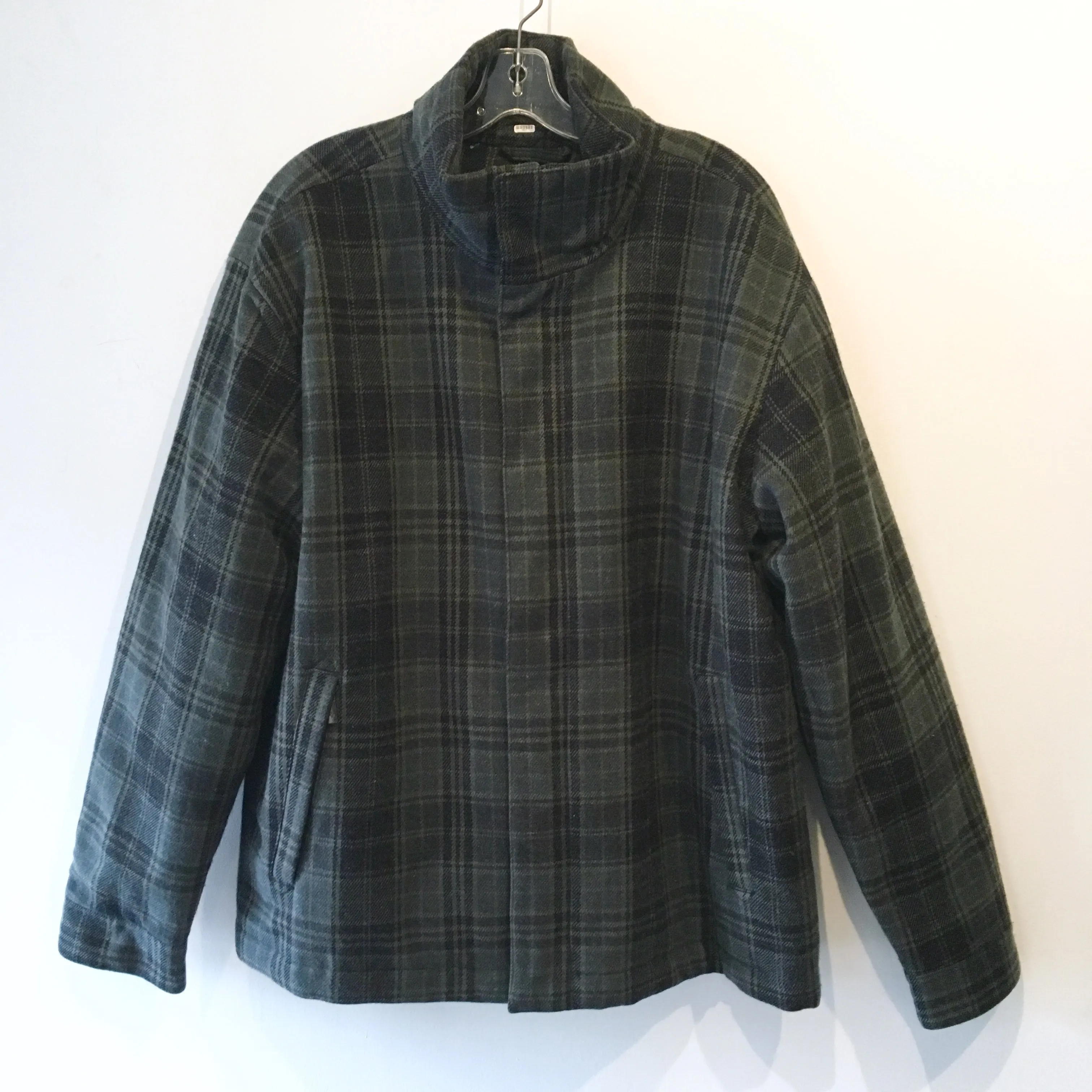 COLUMBIA SPORTSWEAR Mens grey plaid jacket w/ stand collar, front placket, XL