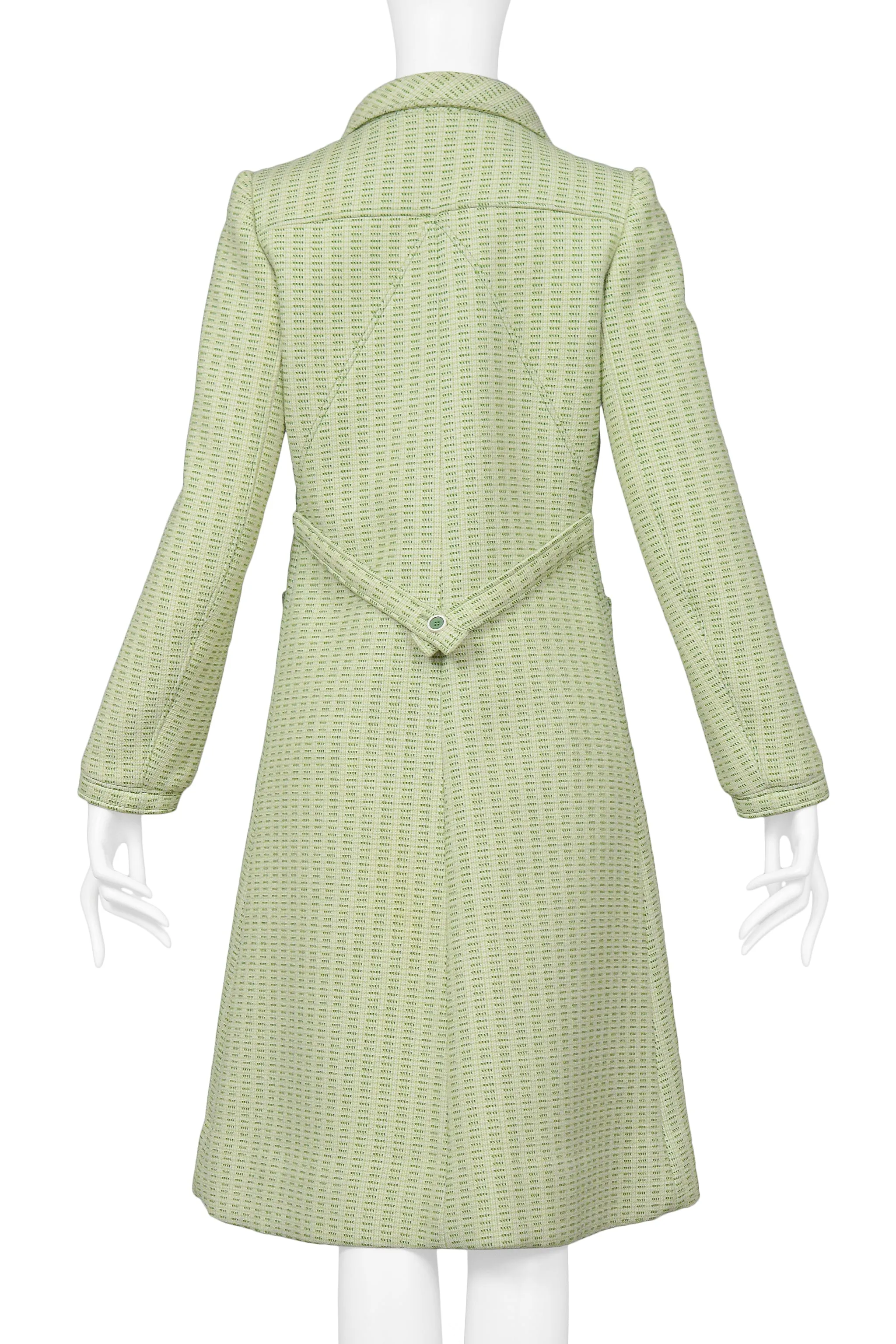 COURREGES MOSS GREEN TWEED LOGO COAT