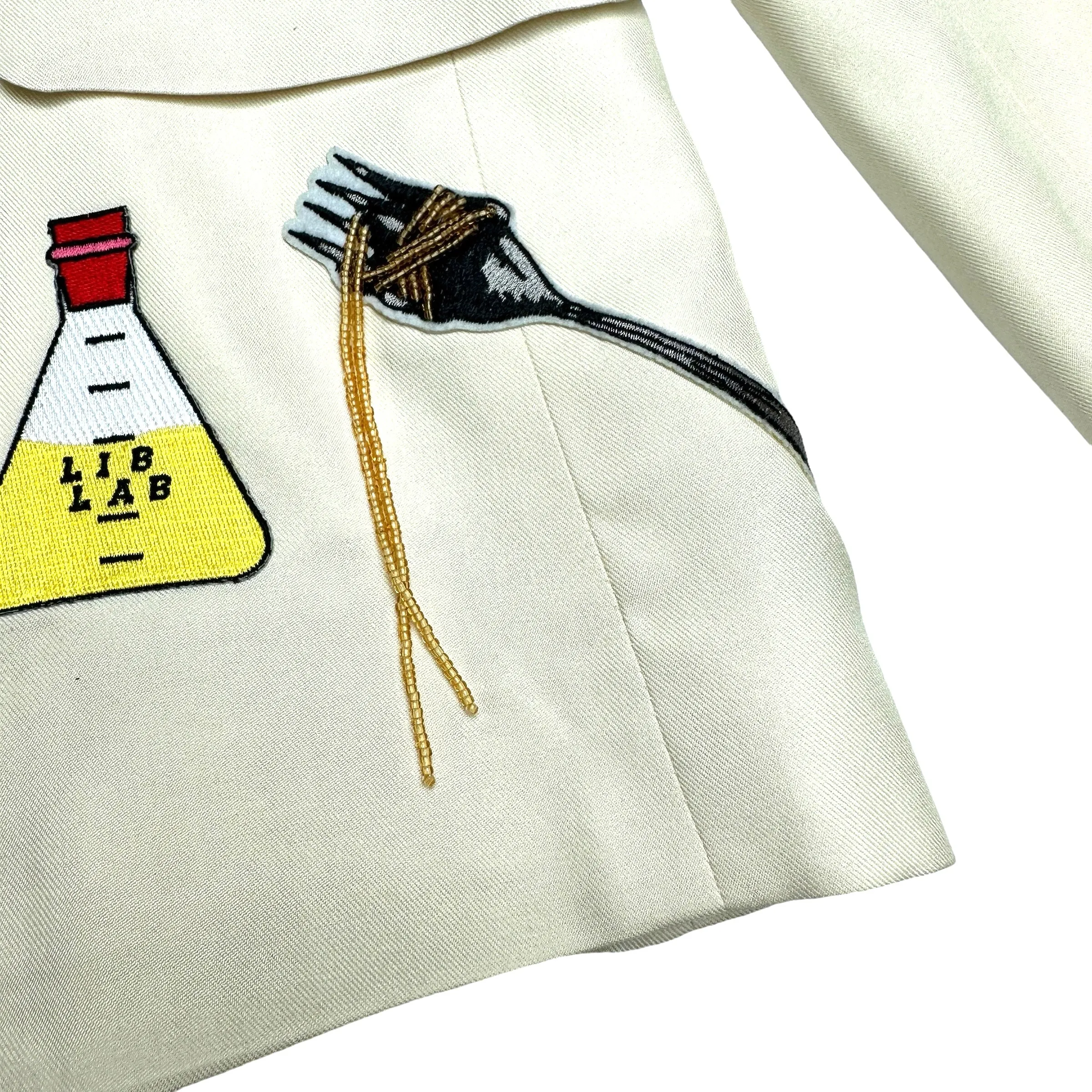 Cream Blazer w/Beads and Patches - M