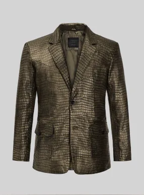 Croc Antique Gold Western Leather Blazer