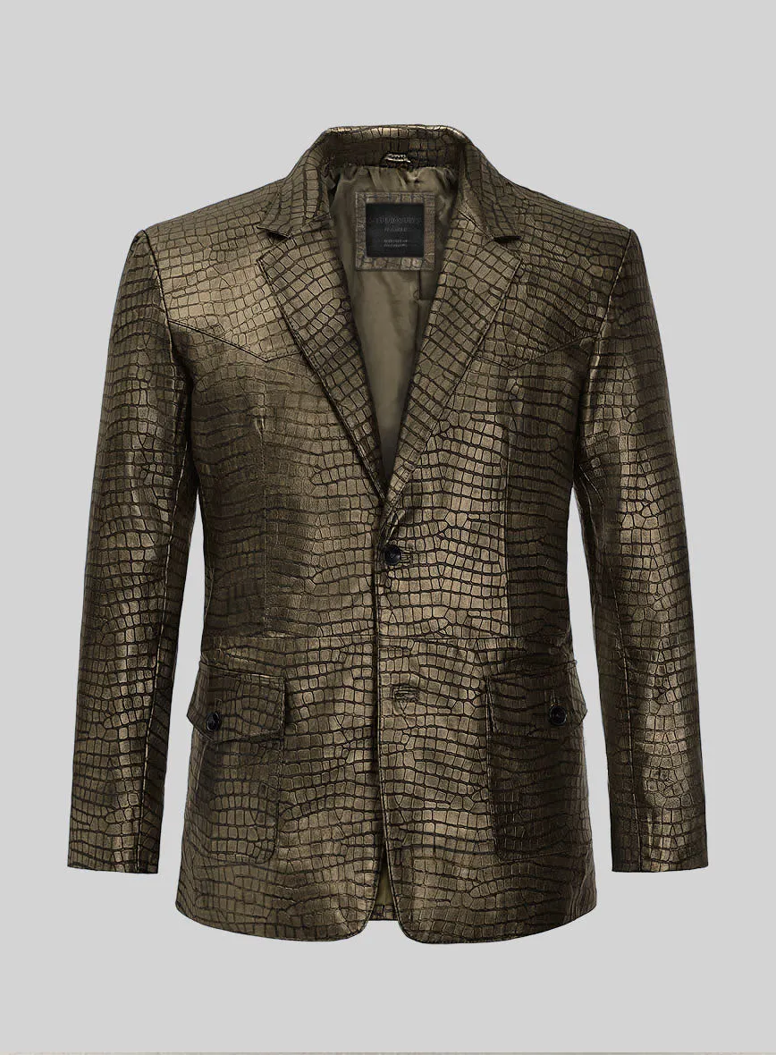 Croc Antique Gold Western Leather Blazer