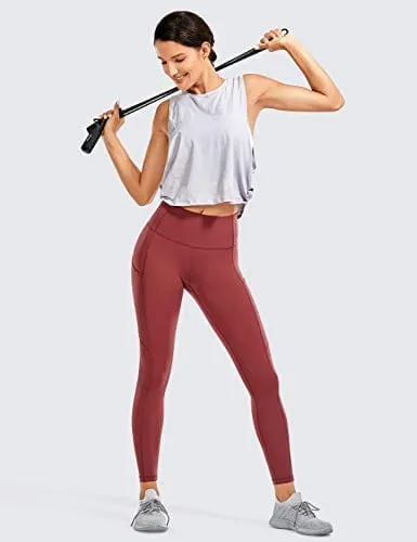 CRZ YOGA Women's Naked Feeling Workout Leggings 25 Inches - High Waisted Yoga Pants with Side Pockets Savannah