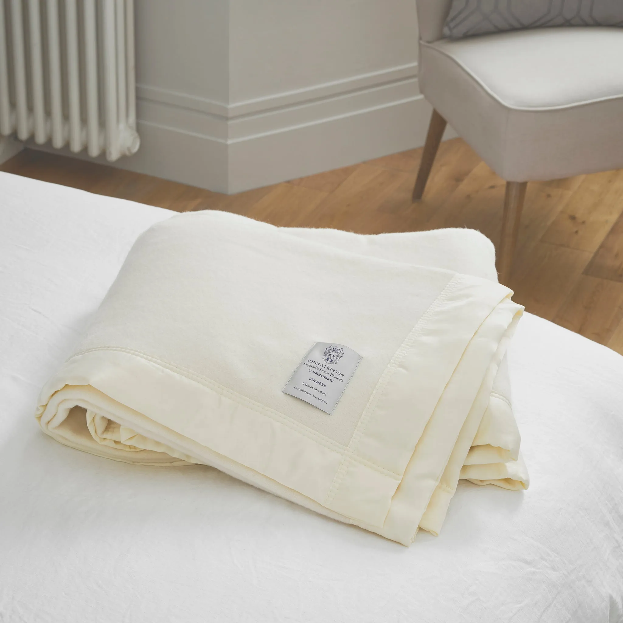 Duchess White Merino Wool Blanket by John Atkinson