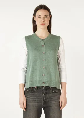 Essential Button Knitted Vest - Moss
