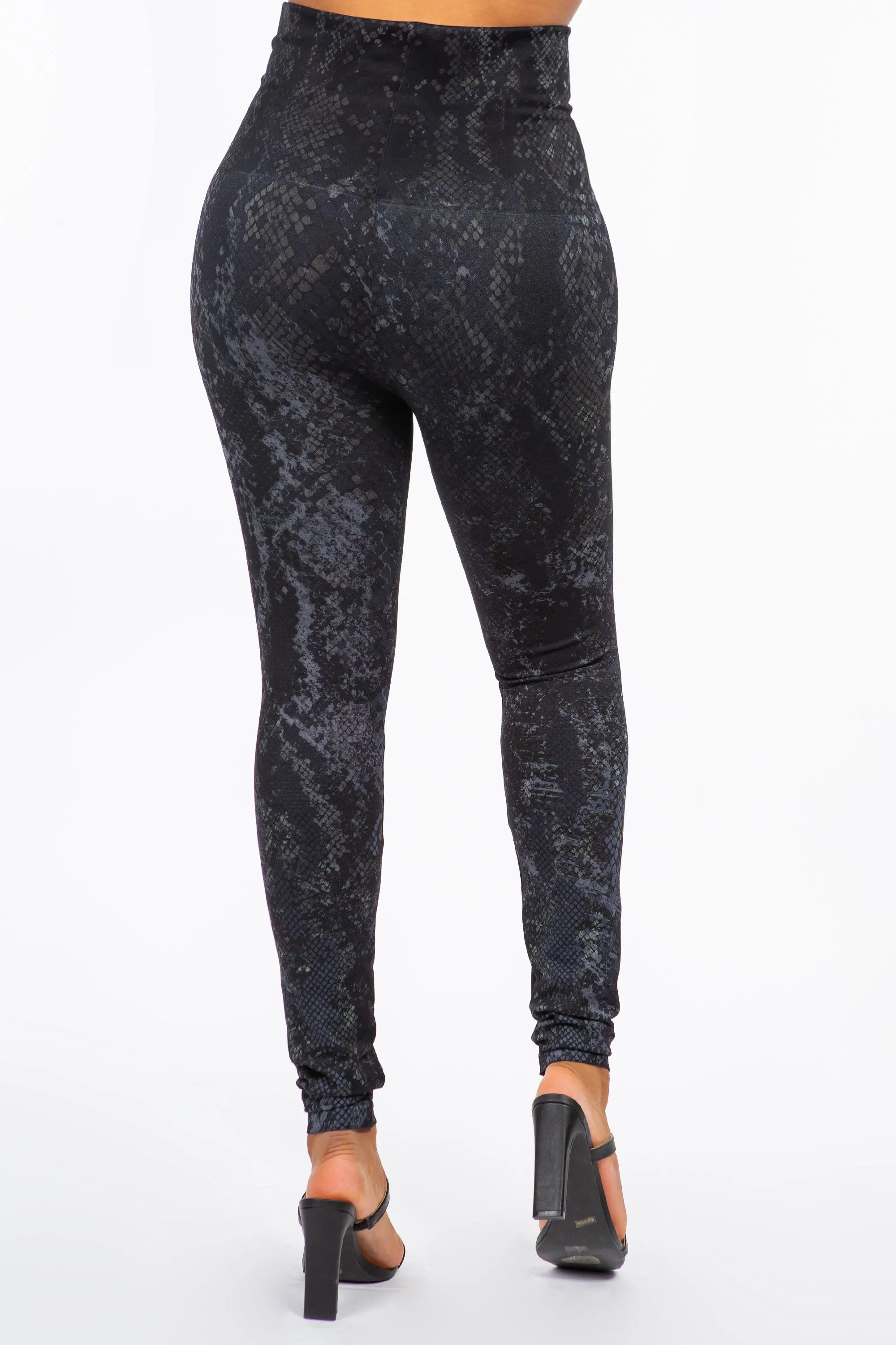 Euphoric Snakeskin Print Leggings in Steel