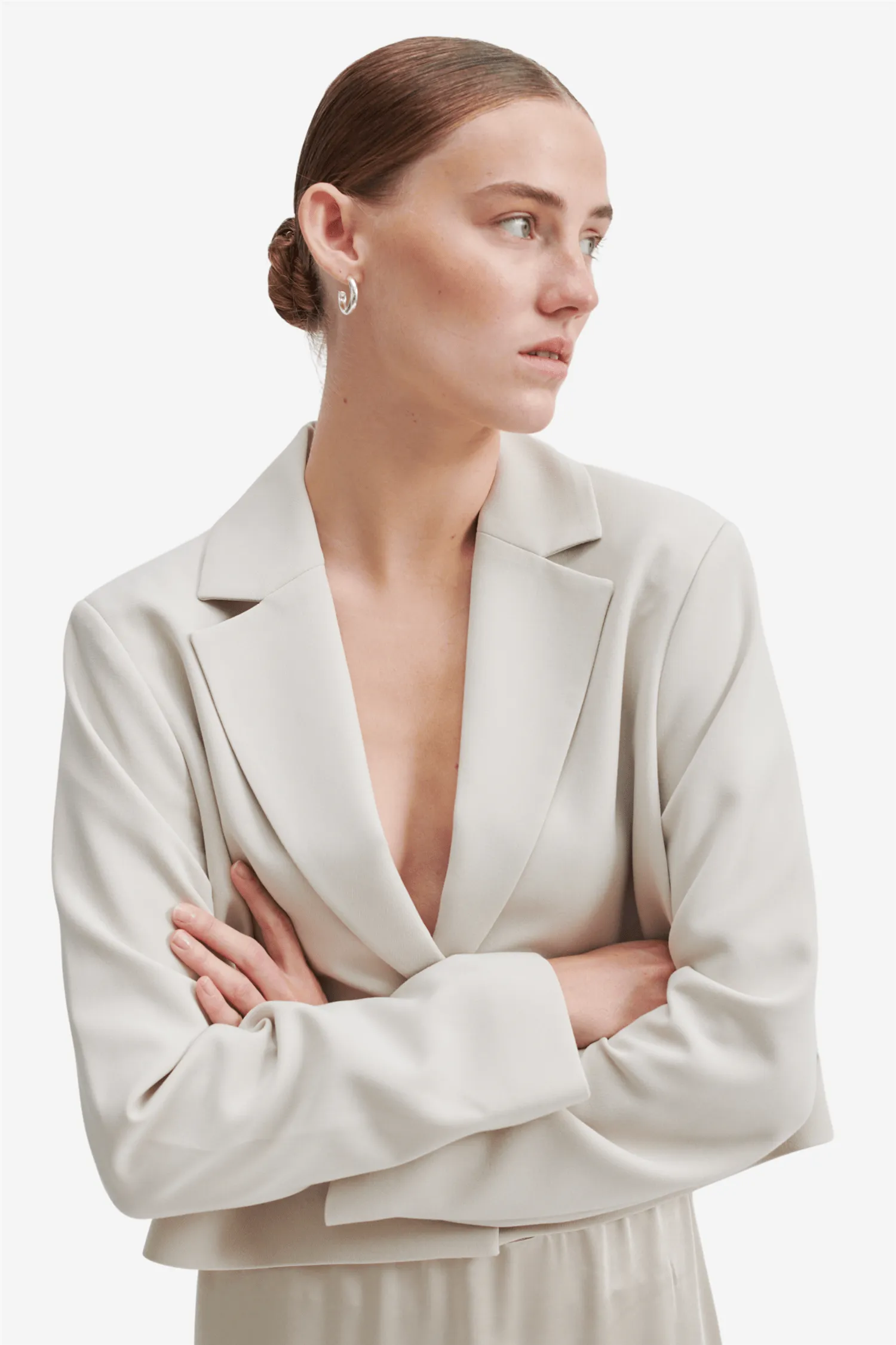 Evie Cropped Blazer Pumice Stone