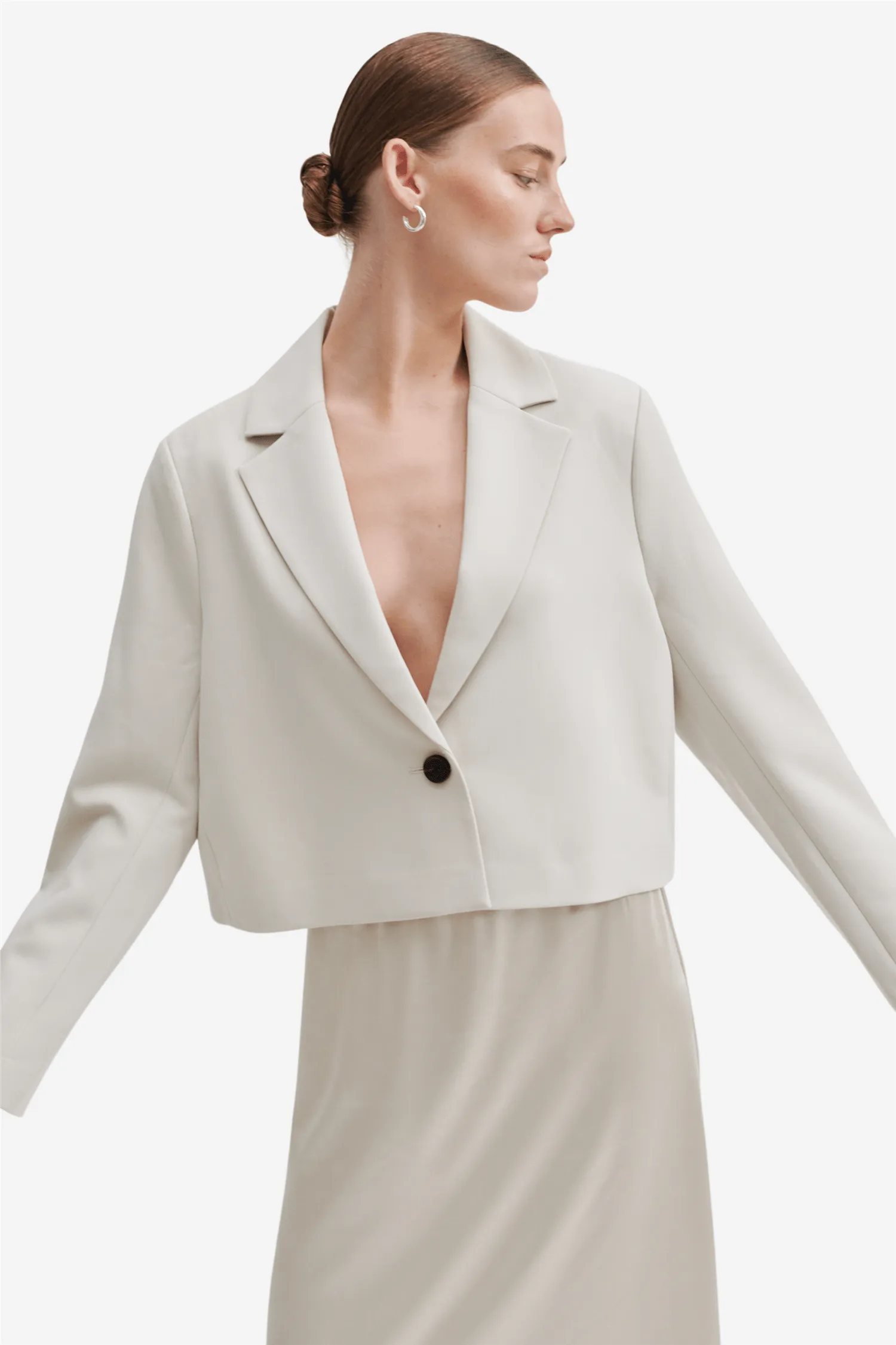 Evie Cropped Blazer Pumice Stone