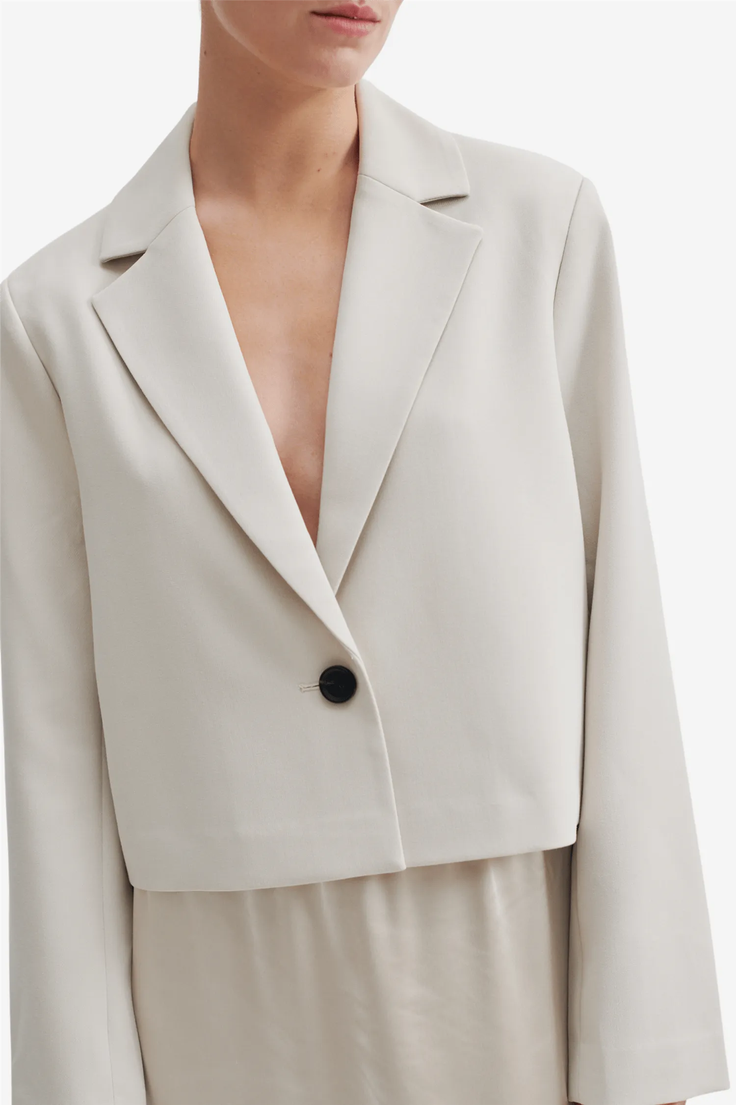 Evie Cropped Blazer Pumice Stone