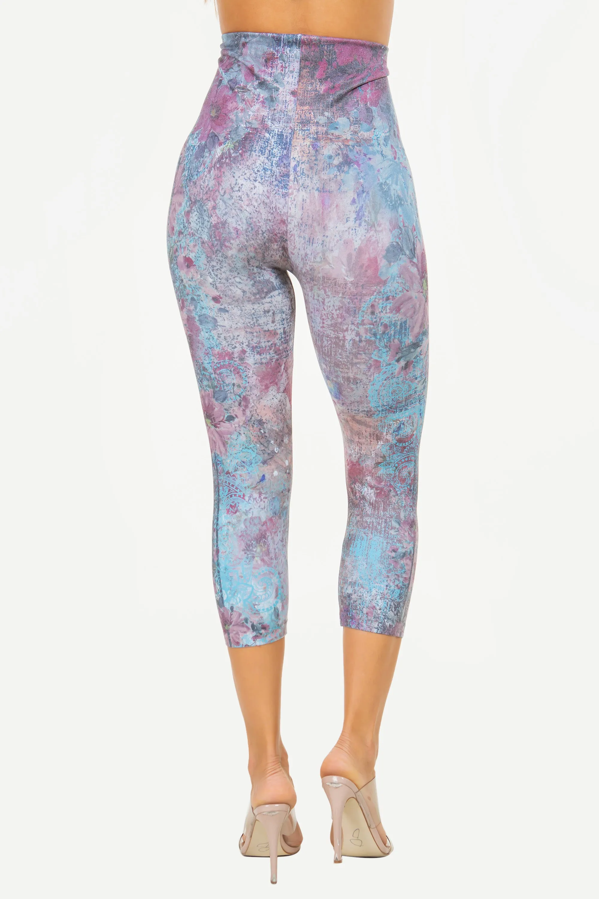 Floral Mauve Printed Leggings Cropped