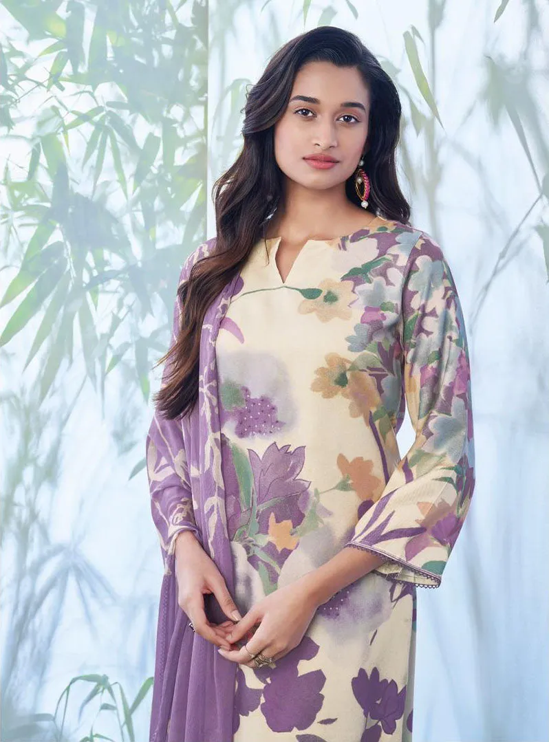 Ganga Unstitched Woolen Pashmina Printed Winter Suit for Ladies