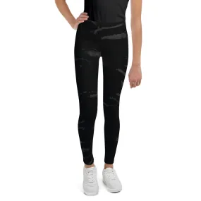 Girl Bottoms Winter Essentials Black Tiger Stripe Print Youth Leggings, Made in USA/EU