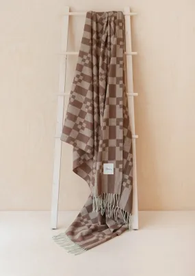 Green & Brown Geometric Block Cashmere & Merino Blanket