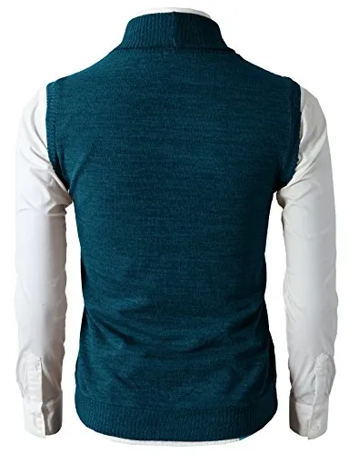 H2H Men's Casual Basic Shawl Collar Knitted Slim Fit Vest GREEN US M/Asia L (CMOV034)