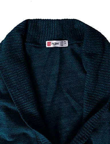 H2H Men's Casual Basic Shawl Collar Knitted Slim Fit Vest GREEN US M/Asia L (CMOV034)