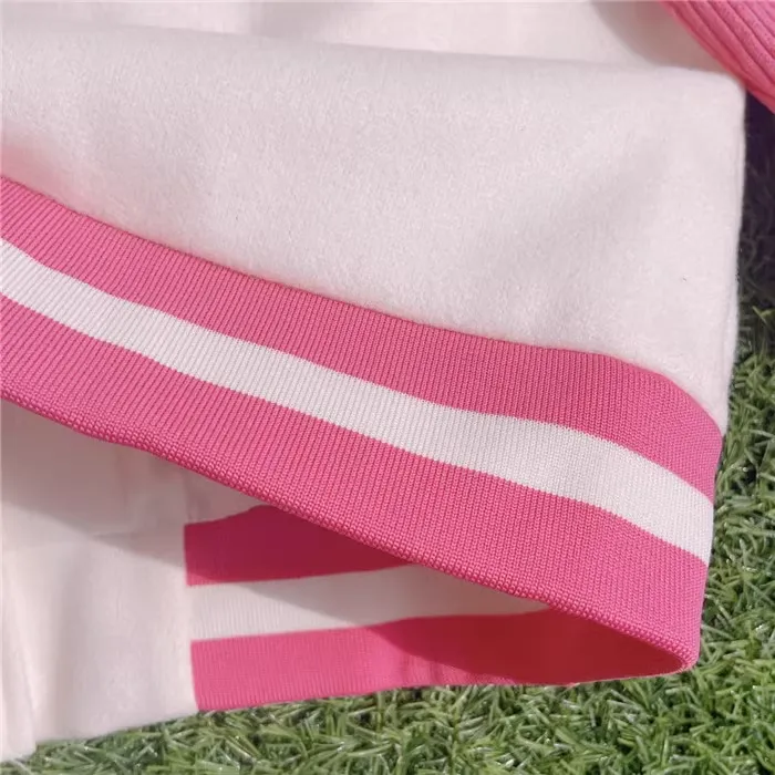 Harajuku Style Puppy Dog Heart Hot Pink White Baseball Jacket
