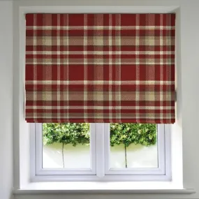 Heritage Red   White Tartan Roman Blind